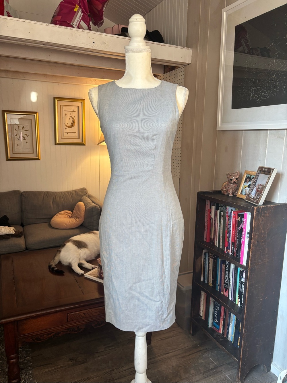Grey Sleeveless Sheath Dress